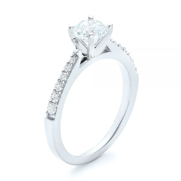 14k White Gold And 14K Gold 14k White Gold And 14K Gold Diamond Engagement Ring - Three-Quarter View -  102584