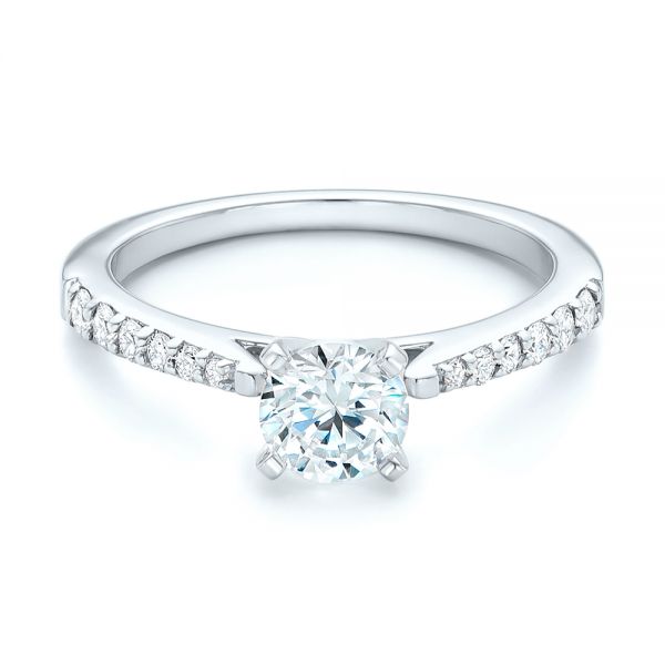 Platinum And Platinum Platinum And Platinum Diamond Engagement Ring - Flat View - 102584