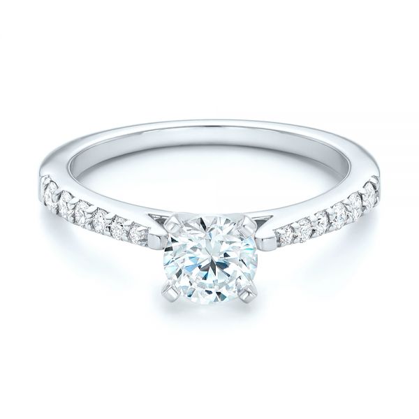 18k White Gold And Platinum 18k White Gold And Platinum Diamond Engagement Ring - Flat View -  102584