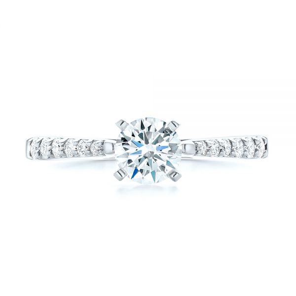 18k White Gold And 14K Gold 18k White Gold And 14K Gold Diamond Engagement Ring - Top View -  102584