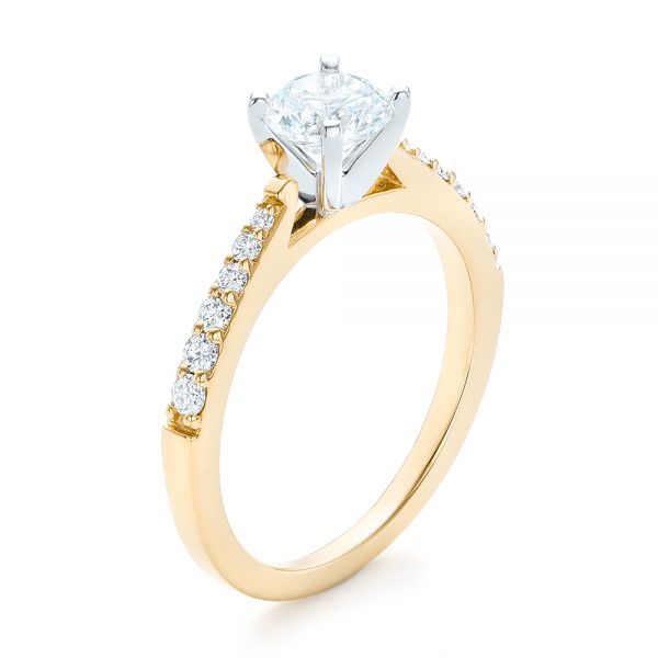 18k Yellow Gold And 14K Gold 18k Yellow Gold And 14K Gold Diamond Engagement Ring - Three-Quarter View -  102584