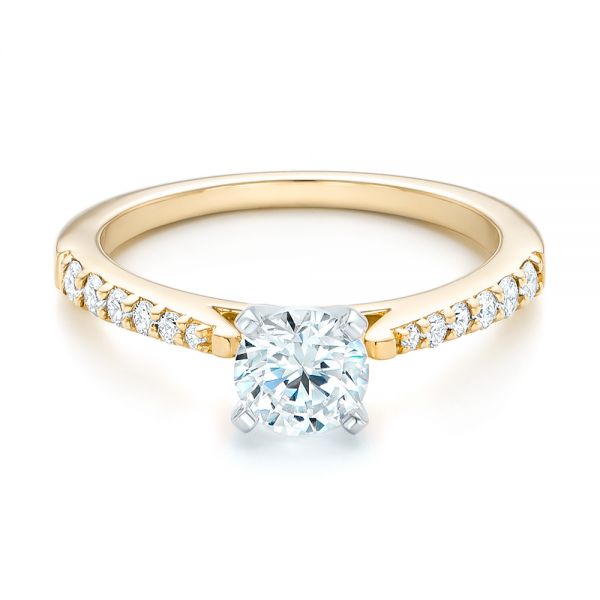 18k Yellow Gold And 18K Gold 18k Yellow Gold And 18K Gold Diamond Engagement Ring - Flat View -  102584