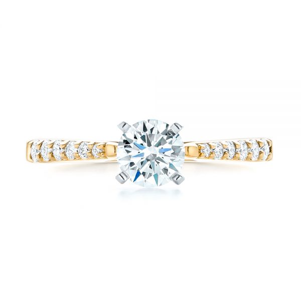 18k Yellow Gold And Platinum 18k Yellow Gold And Platinum Diamond Engagement Ring - Top View -  102584