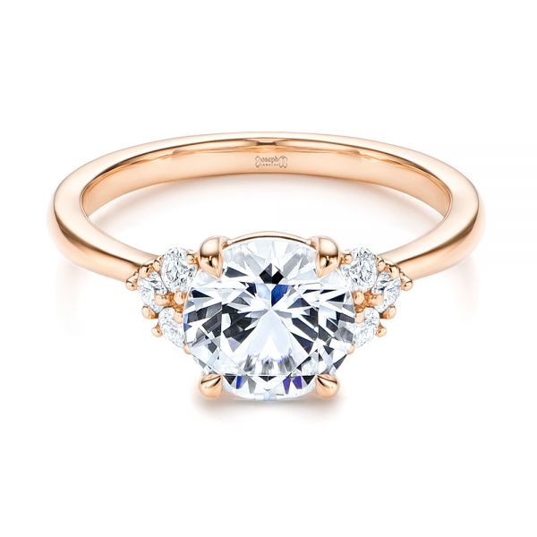 14k Rose Gold 14k Rose Gold Round Diamond Cluster Engagement Ring - Flat View -  106826 - Thumbnail