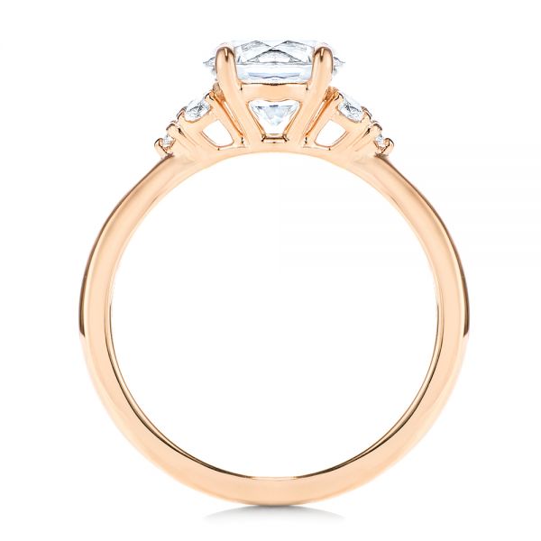 18k Rose Gold 18k Rose Gold Round Diamond Cluster Engagement Ring - Front View -  106826 - Thumbnail