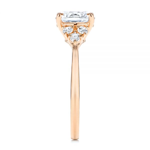 14k Rose Gold 14k Rose Gold Round Diamond Cluster Engagement Ring - Side View -  106826 - Thumbnail