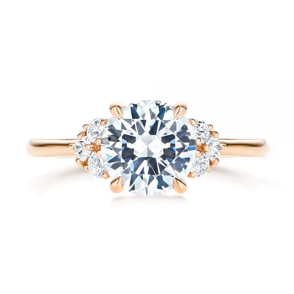 14k Rose Gold 14k Rose Gold Round Diamond Cluster Engagement Ring - Top View -  106826 - Thumbnail