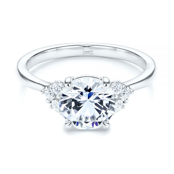  Platinum Platinum Round Diamond Cluster Engagement Ring - Flat View -  106826 - Thumbnail