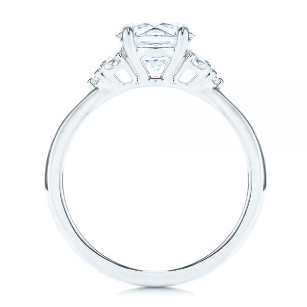  Platinum Platinum Round Diamond Cluster Engagement Ring - Front View -  106826 - Thumbnail