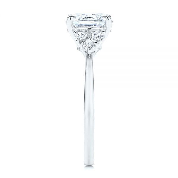  Platinum Platinum Round Diamond Cluster Engagement Ring - Side View -  106826 - Thumbnail