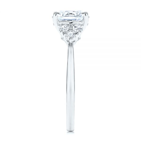 Platinum Platinum Round Diamond Cluster Engagement Ring - Side View - 106826