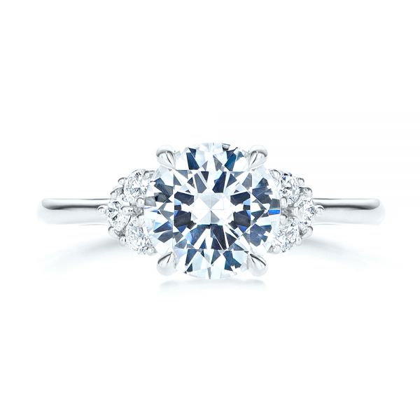 Platinum Platinum Round Diamond Cluster Engagement Ring - Top View - 106826