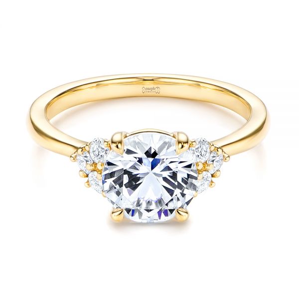 14k Yellow Gold 14k Yellow Gold Round Diamond Cluster Engagement Ring - Flat View -  106826 - Thumbnail