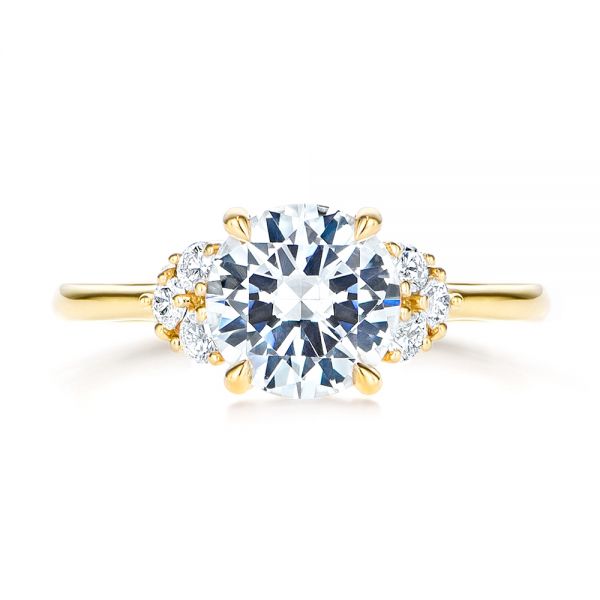 14k Yellow Gold 14k Yellow Gold Round Diamond Cluster Engagement Ring - Top View -  106826 - Thumbnail