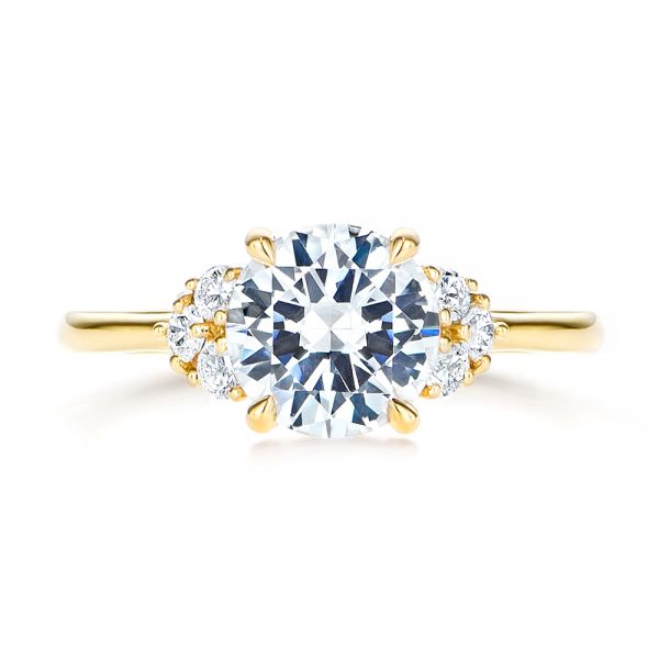 18k Yellow Gold 18k Yellow Gold Round Diamond Cluster Engagement Ring - Top View -  106826 - Thumbnail