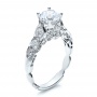  18K Gold Round Side Stone Diamond Engagement Ring - Vanna K - Three-Quarter View -  100059 - Thumbnail
