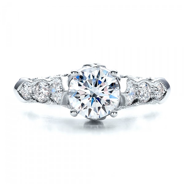 ... Engagement Rings â€º Round Side Stone Diamond Engagement Ring - Vanna