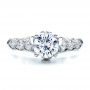  18K Gold Round Side Stone Diamond Engagement Ring - Vanna K - Top View -  100059 - Thumbnail