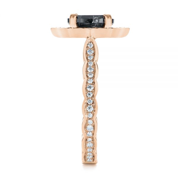 14k Rose Gold 14k Rose Gold Salt And Pepper Diamond Modified Halo Engagement Ring - Side View -  104863