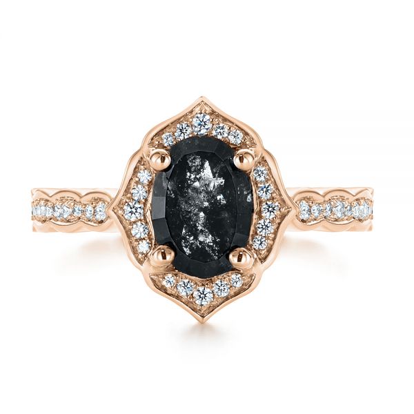 14k Rose Gold 14k Rose Gold Salt And Pepper Diamond Modified Halo Engagement Ring - Top View -  104863