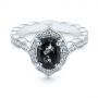 18k White Gold 18k White Gold Salt And Pepper Diamond Modified Halo Engagement Ring - Flat View -  104863 - Thumbnail