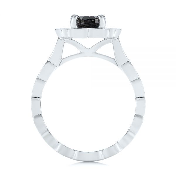 Platinum Salt And Pepper Diamond Modified Halo Engagement Ring - Front View - 104863