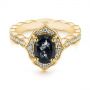 14k Yellow Gold 14k Yellow Gold Salt And Pepper Diamond Modified Halo Engagement Ring - Flat View -  104863 - Thumbnail