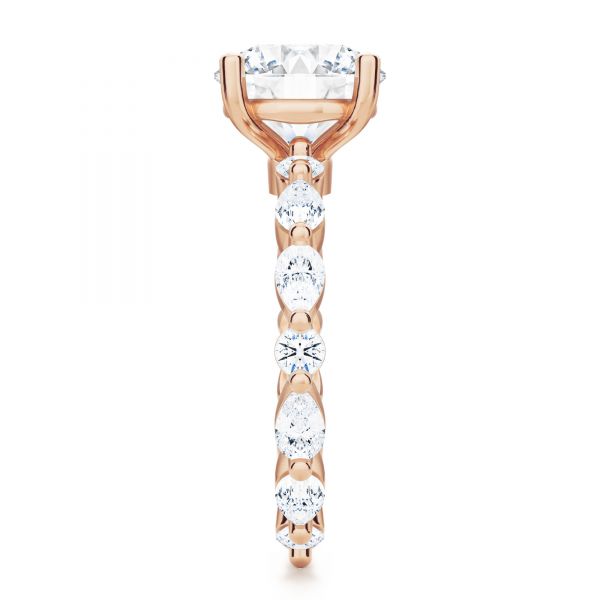 14k Rose Gold 14k Rose Gold Shared Prong Diamond Engagement Ring - Side View -  107223