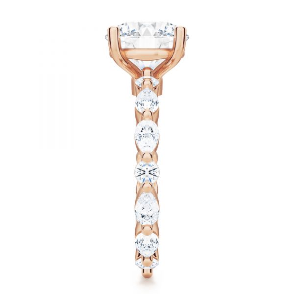 18k Rose Gold 18k Rose Gold Shared Prong Diamond Engagement Ring - Side View - 107223