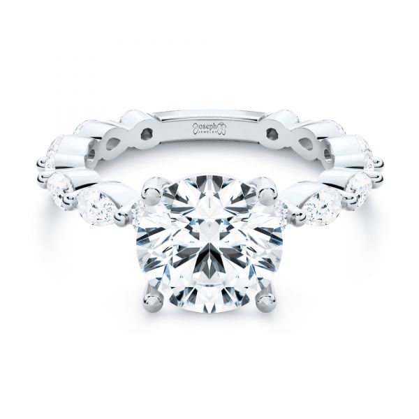 18k White Gold 18k White Gold Shared Prong Diamond Engagement Ring - Flat View -  107223