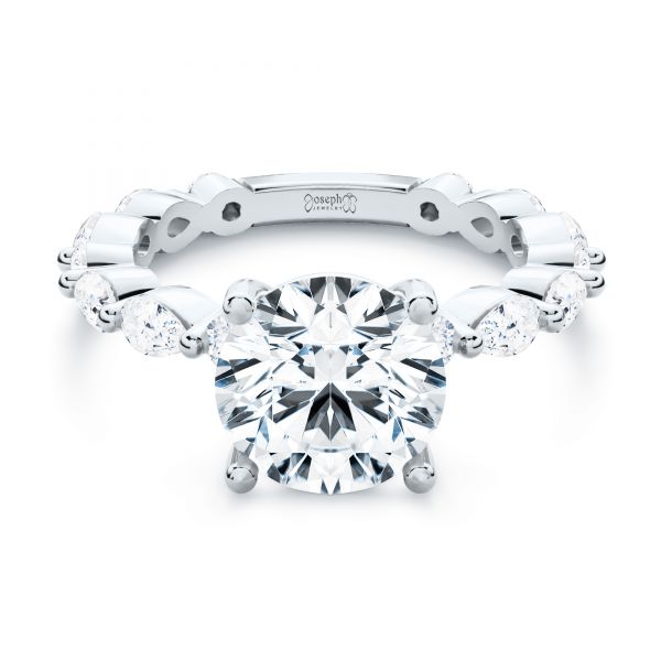 18k White Gold 18k White Gold Shared Prong Diamond Engagement Ring - Flat View - 107223