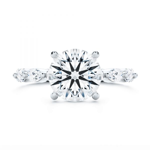  Platinum Platinum Shared Prong Diamond Engagement Ring - Top View -  107223