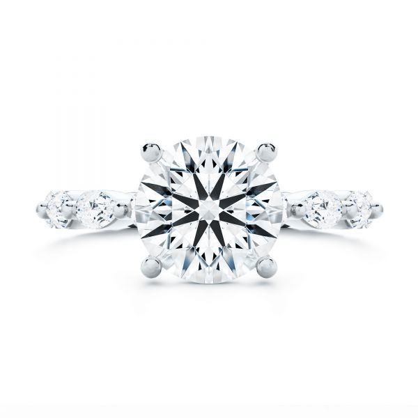 18k White Gold 18k White Gold Shared Prong Diamond Engagement Ring - Top View - 107223