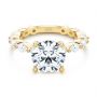 14k Yellow Gold Shared Prong Diamond Engagement Ring - Flat View -  107223 - Thumbnail