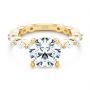 14k Yellow Gold Shared Prong Diamond Engagement Ring - Flat View -  107223 - Thumbnail