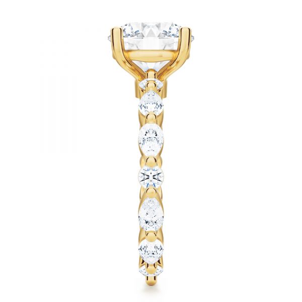 14k Yellow Gold Shared Prong Diamond Engagement Ring - Side View -  107223