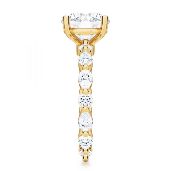 14k Yellow Gold Shared Prong Diamond Engagement Ring - Side View - 107223