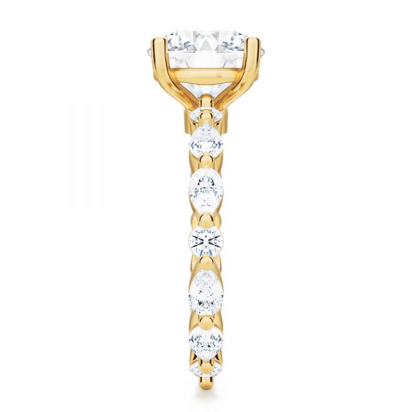 18k Yellow Gold 18k Yellow Gold Shared Prong Diamond Engagement Ring - Side View -  107223