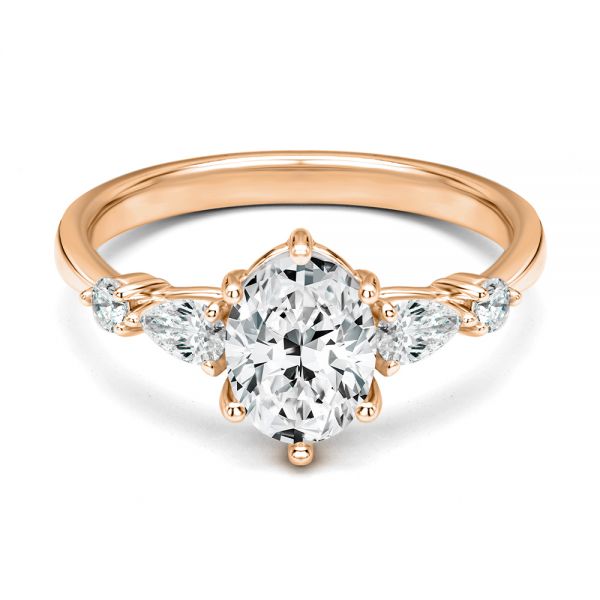 14k Rose Gold 14k Rose Gold Six Prong Accents Diamond Engagement Ring - Flat View - 107724