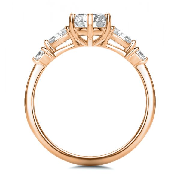 14k Rose Gold 14k Rose Gold Six Prong Accents Diamond Engagement Ring - Front View - 107724