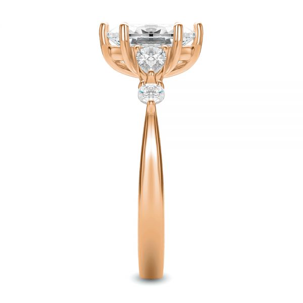 14k Rose Gold 14k Rose Gold Six Prong Accents Diamond Engagement Ring - Side View - 107724