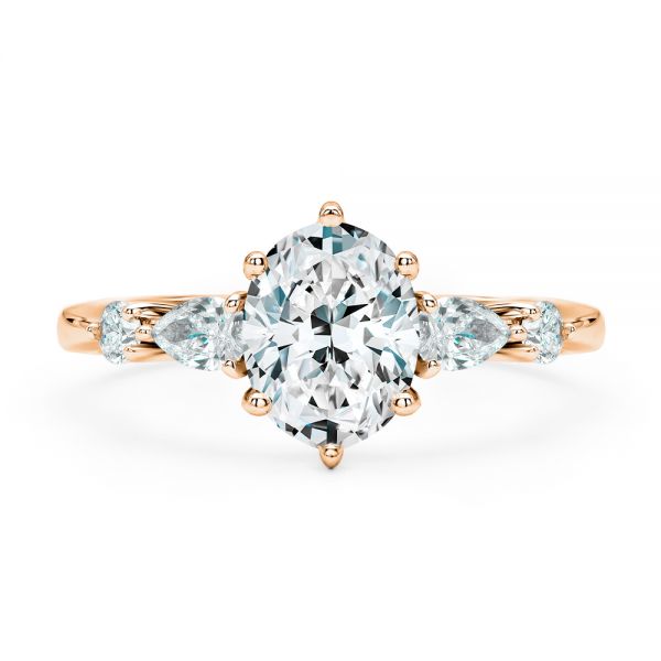 14k Rose Gold 14k Rose Gold Six Prong Accents Diamond Engagement Ring - Top View - 107724