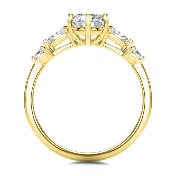14k Yellow Gold 14k Yellow Gold Six Prong Accents Diamond Engagement Ring - Front View - 107724