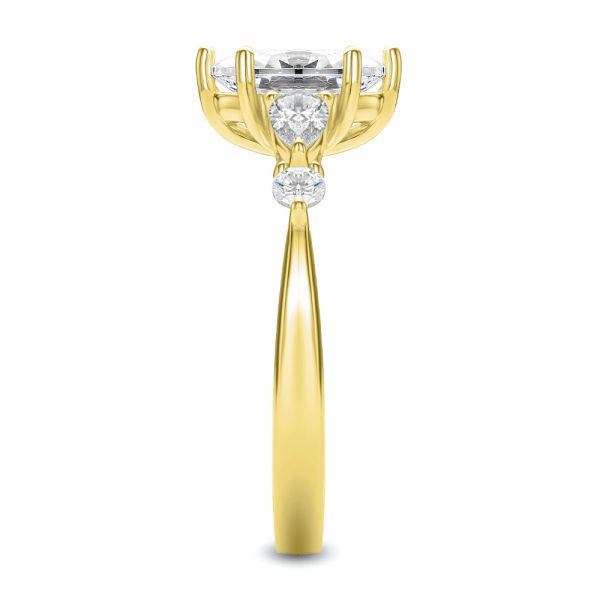 14k Yellow Gold 14k Yellow Gold Six Prong Accents Diamond Engagement Ring - Side View - 107724