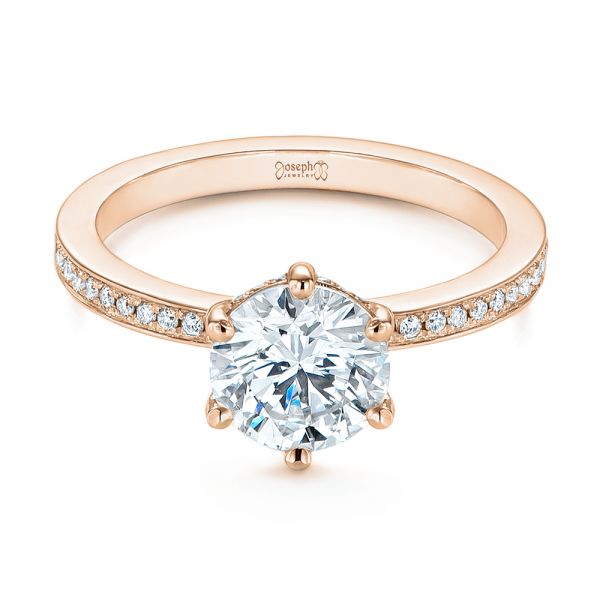 14k Rose Gold 14k Rose Gold Six-prong Classic Diamond Engagement Ring - Flat View -  105766
