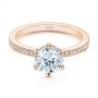 18k Rose Gold 18k Rose Gold Six-prong Classic Diamond Engagement Ring - Flat View -  105766 - Thumbnail