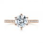 18k Rose Gold 18k Rose Gold Six-prong Classic Diamond Engagement Ring - Top View -  105766 - Thumbnail