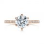 18k Rose Gold 18k Rose Gold Six-prong Classic Diamond Engagement Ring - Top View -  105766 - Thumbnail