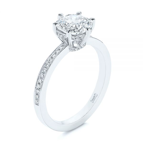 6 Prong Tapered Cathedral Setting Diamond Engagement Ring