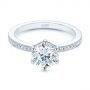 14k White Gold Six-prong Classic Diamond Engagement Ring - Flat View -  105766 - Thumbnail